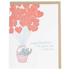 Elephant In Balloons Baby Card