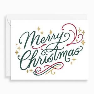 Merry Christmas Script Holiday Card Set
