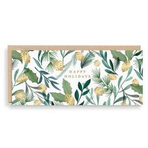 Pinecone Greenery Money Holiday Card Set