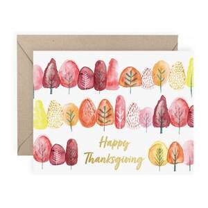 Thanksgiving Trees Foil Greeting Card