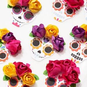 Layered Floral Sugar Skull Stickers