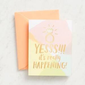 Gold Foil Yesss Engagement Greeting Card
