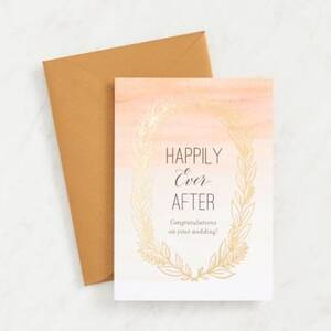Gold Foil Happily Ever After Wedding Card