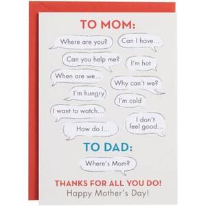 Mom vs. Dad Mother's Day Card