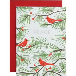 Silver Foil Peace Cardinals Holiday Card Set