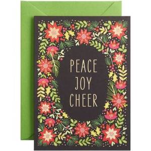 Foil Peace Joy Cheer Wreath Holiday Card Set