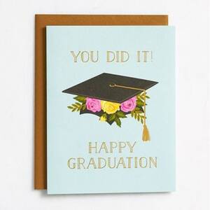 Floral Cap Foil Graduation Card