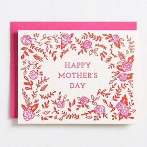 Floral Frame Letterpress Mother's Day Card