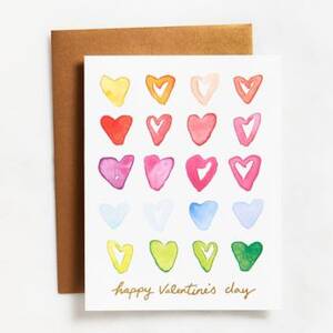 Rainbow Hearts Valentine Card