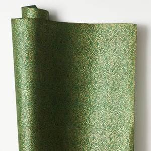 Gold Metallic Leaves on Green Handmade Paper