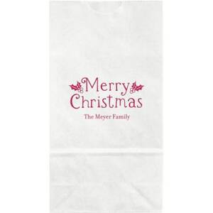 Holly Christmas Small Custom Favor Bags