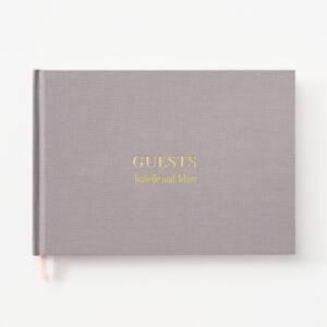Personalized Grey Linen Guest Book