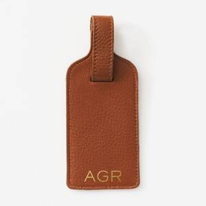 Personalized Tan Leather Luggage Tag