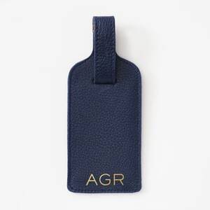 Personalized Navy Leather Luggage Tag