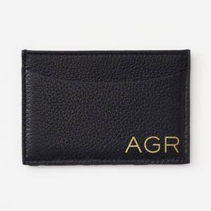 Personalized Black Leather Card Holder