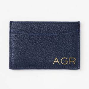 Personalized Navy Leather Card Holder