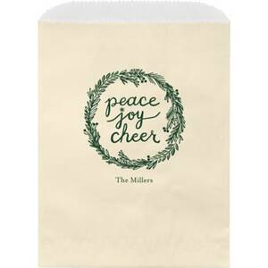 Peace Joy Cheer Wreath Custom Wax Lined Bags