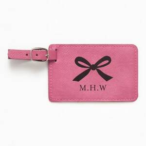 Monogram Bow Pink Luggage Tag