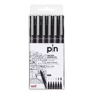 uni Pin Black Fineliner Pen Set