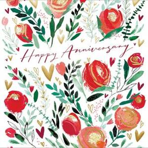 Floral Heart Anniversary Card