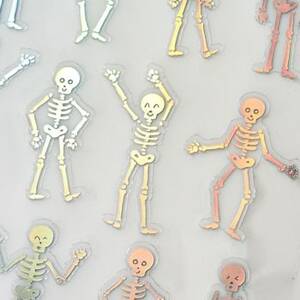 Dancing Skeleton Holographic Halloween Stickers