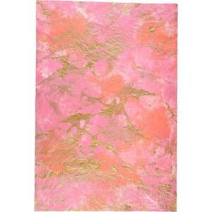 Hot Pink with Gold Marbling Handmade Paper