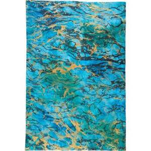 Blue with Gold and Black Marbling Waves Handmade Paper