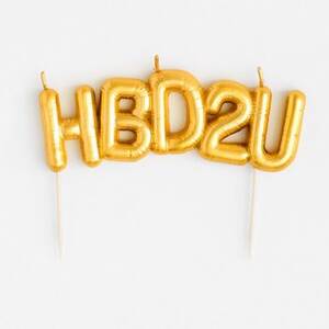 HBD2U Gold Balloon Candle