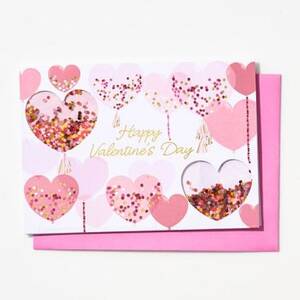 Confetti Heart Balloons Valentine Card