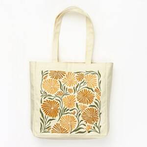 Allium Yellow Embroidered Canvas Tote Bag