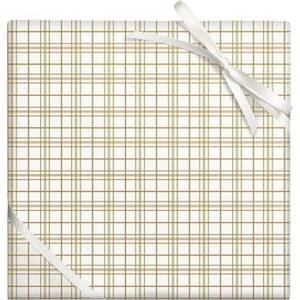 Gold Foil Plaid Stone Wrapping Paper