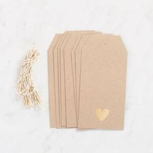 Gold Heart Foil Hang Tags