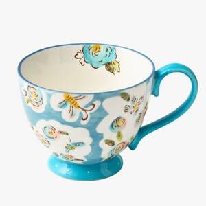 Hand Painted Floral Blue Mug