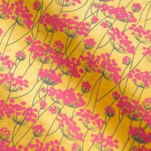 Bright Pink Floral on Yellow Handmade Paper