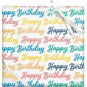 Colorful Happy Birthday Script Wrapping Paper