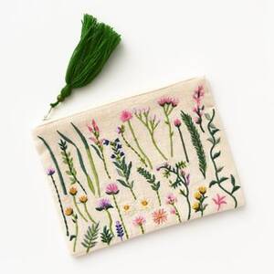 Wildflower Embroidered Pouch