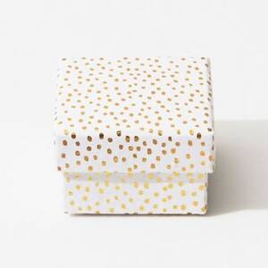 Gold Flurry Dots On White Mini Gift Box