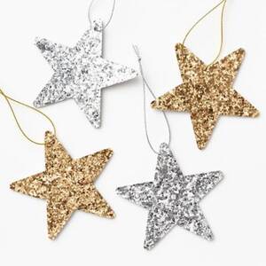 Silver & Gold Glitter Star Gift Tags