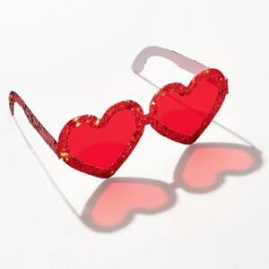 Red Glitter Paper Heart Glasses
