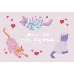 Cat Pajamas Valentine Card Set