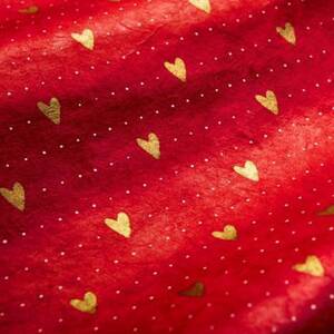 Gold Hearts on Red Handmade Paper