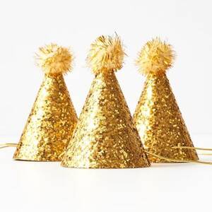 Gold Glitter Mini Party Hats