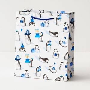 Hanukkah Penguins Medium Gift Bag
