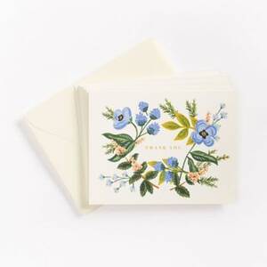 Blue Floral Bouquet Thank You Card Set