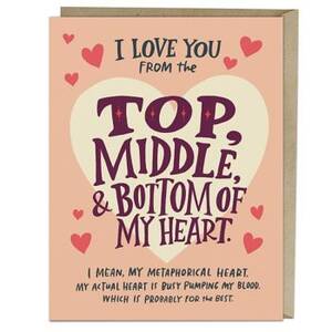Love You Top Middle Bottom Greeting Card