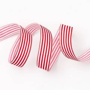 Red Stripe Wide Wired Ribbon