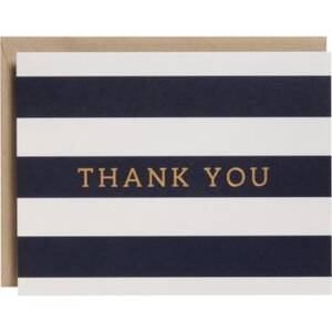 Navy Stripe Gold Foil Thank You Card