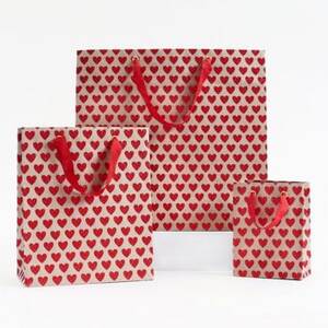 Large Red Glitter Hearts Gift Bag