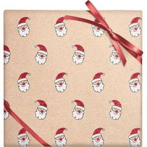Santa Head Glitter Wrapping Paper