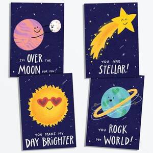 Space Planets Valentine Card Set